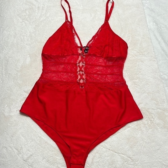 Red Rehab Lab Lace Bodysuit size L - Picture 1 of 11